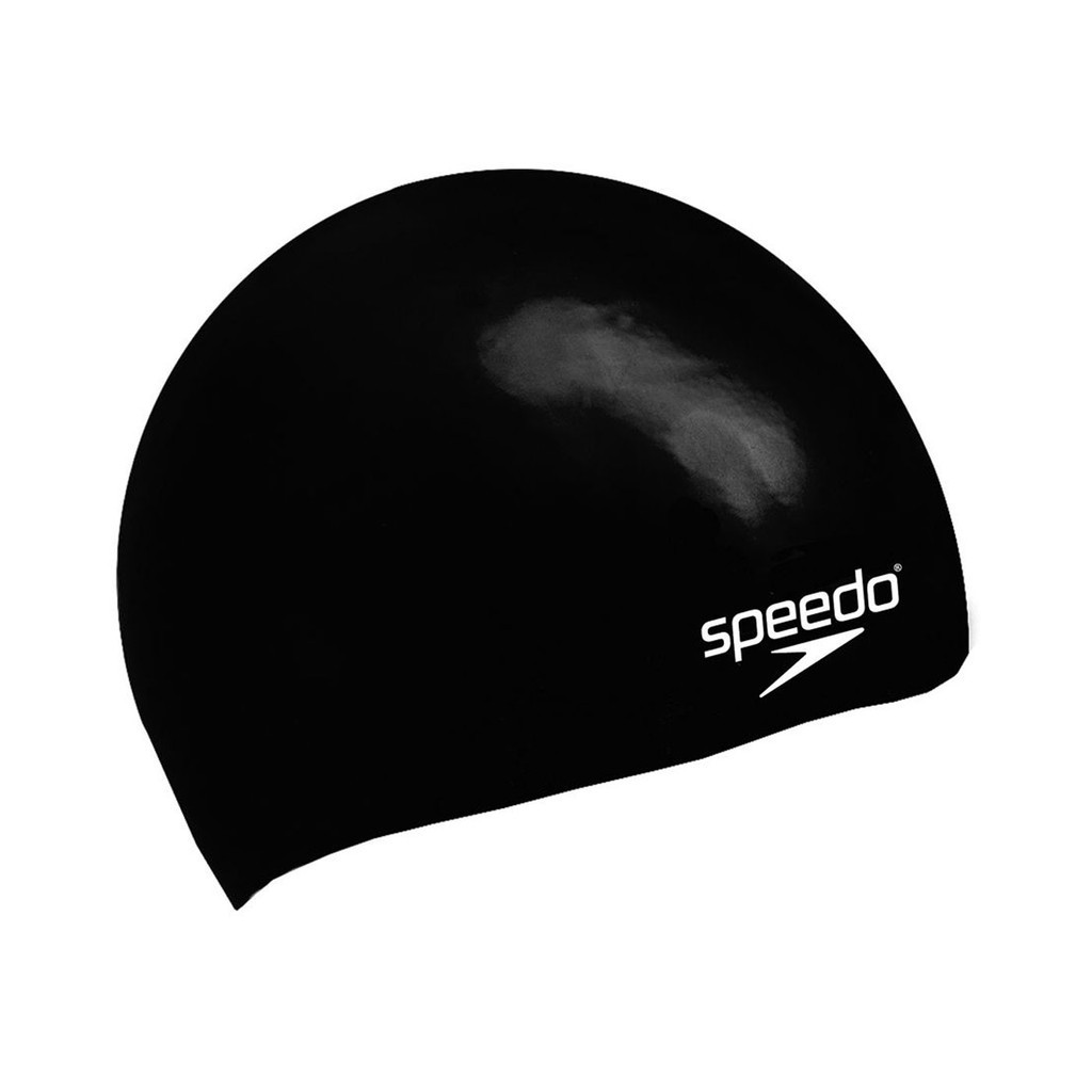 SPEEDO Plain Moulded 兒童矽膠泳帽(游泳 戲水 海邊 沙灘「SD8709900001」 黑白