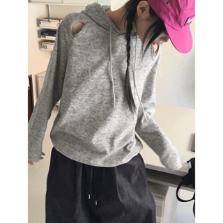 Codibook｜韓國 wonderwonder 寬鬆開肩掛繩連帽長袖上衣［預購］長袖上衣 連帽上衣 女裝