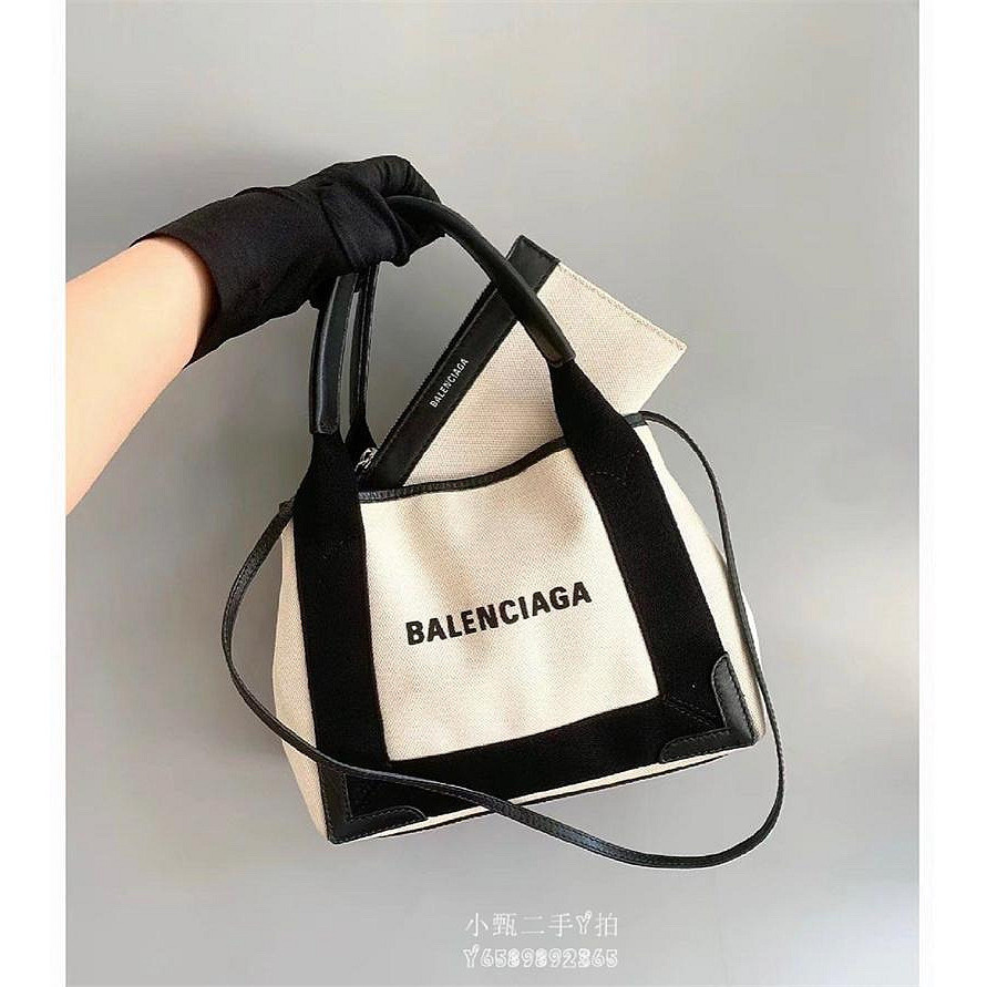 精品二手Balenciaga navy cabas xs 帆布包 巴黎世家 超級新 附購證