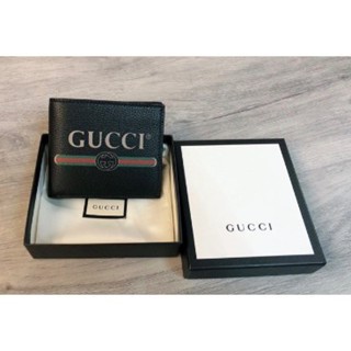 Gucci復古風格小牛皮綠紅織帶標誌短夾黑色8卡