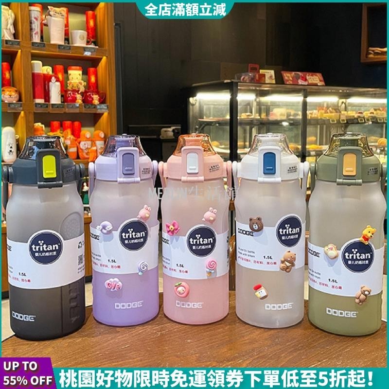 【台灣熱賣】Tritan運動水壺 1.5L/2L 大容量彩色漸層胖胖水壺 吸管水壺 戶外便攜耐高溫