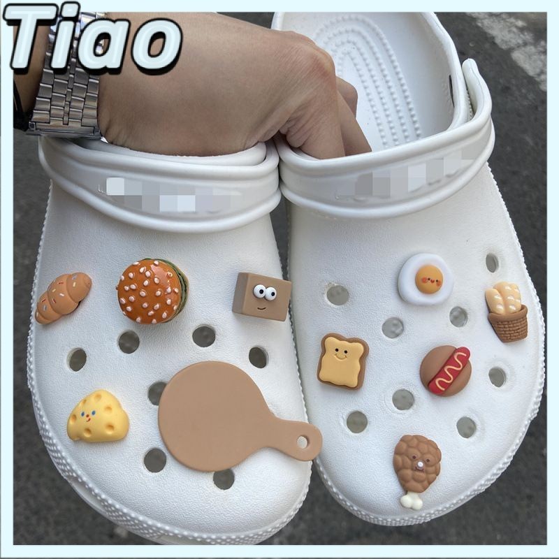 [crocs 鞋扣]薯條漢堡洞洞鞋配飾DIY鞋扣鞋花雲朵鞋配飾披薩鷄蛋鷄腿創意鞋扣