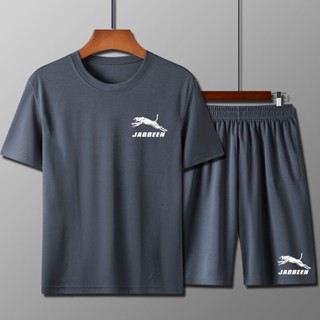 M-5XL套裝/上衣夏季運動套裝男T恤跑步健身籃球服男士上衣短褲休閑套裝