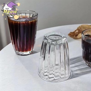 【Meow】咖啡玻璃杯 咖啡杯 透明咖啡杯 強化玻璃杯 拿鐵玻璃杯 澳白杯 意式咖啡杯 條紋玻璃杯