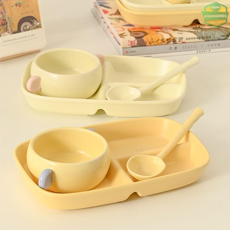 台灣熱銷 顏值分格餐盤一人食餐具套裝兒童分隔早餐盤陶瓷家用減肥分餐盤
