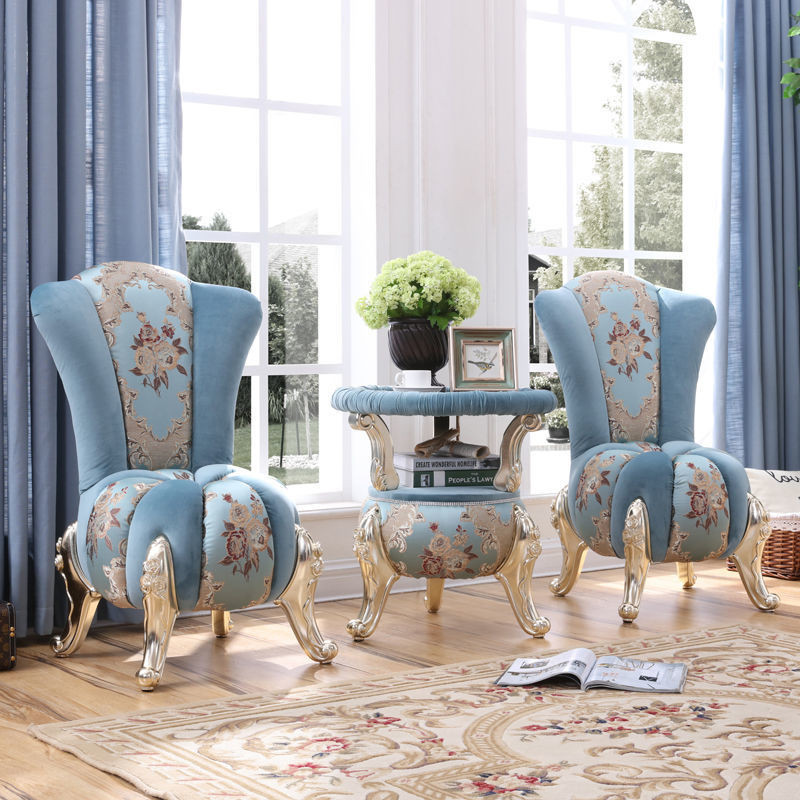 【歐式小沙發】休閑陽臺小桌椅公主粉色歐式咖啡椅組合臥室一桌兩椅子茶幾三件套
