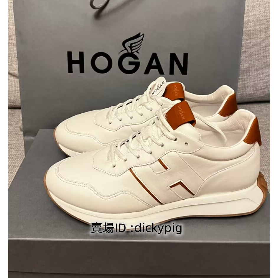 二手正品 HOGAN 新款 H641系列情侶鞋 小白鞋 運動鞋 棕白拼色 明星同款