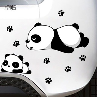 汽車貼紙劃痕遮擋車貼卡通熊貓大面積側面遮蓋電動車身貼