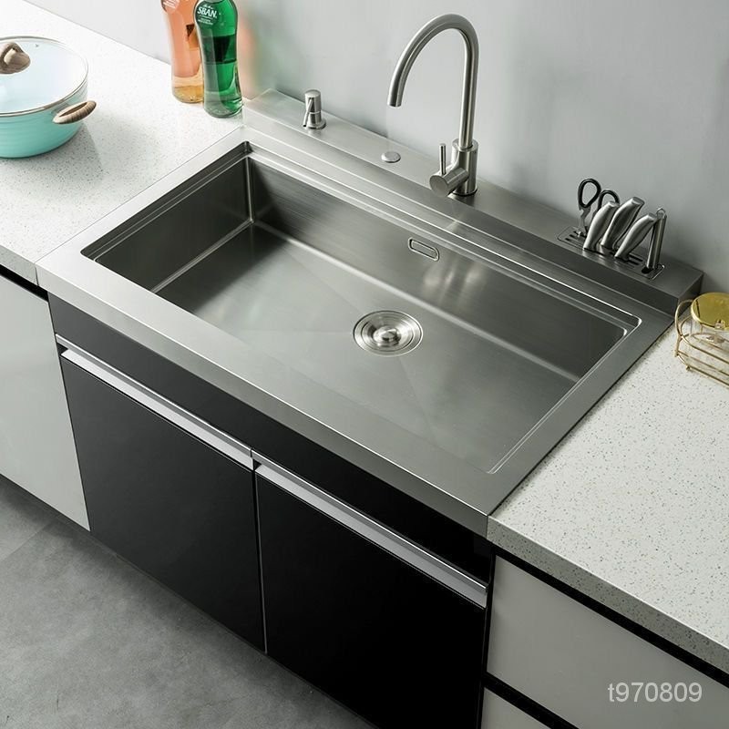廚房集成水槽儲物一體櫃不銹鋼大單雙槽一體集成水槽洗碗機廠傢