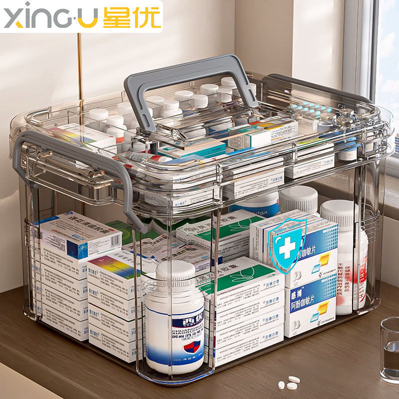 醫藥箱傢用傢庭款大容量透明多層藥品收納箱防潮醫藥盒醫療急救箱