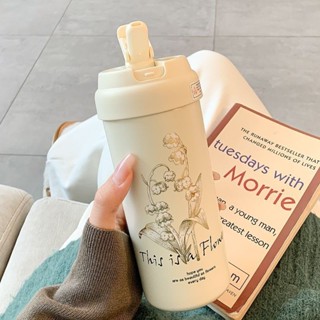 【限時促銷】陶瓷保溫杯女生高顏值帶吸管水杯女辦公室便攜學生泡茶水分離杯子 便攜可愛水杯 珍奶杯 吸管杯 咖啡杯