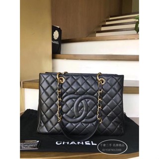 二手折扣 CHANEL 香奈兒 GST 荔枝牛皮 33CM 手提包 單肩包 購物袋 A50995