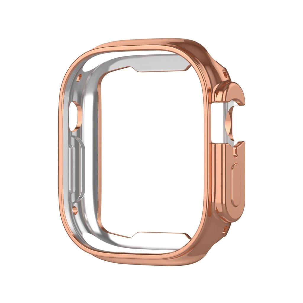 ✧適用Apple Watch Ultra1/2代蘋果手錶鏤空電鍍TPU半包軟殼透明套 保護套 防摔殼