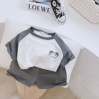 Lovelg baby🌷純棉兒童洋氣薄款兩件套韓國男童女童潮夏季T恤新款短褲上衣套裝