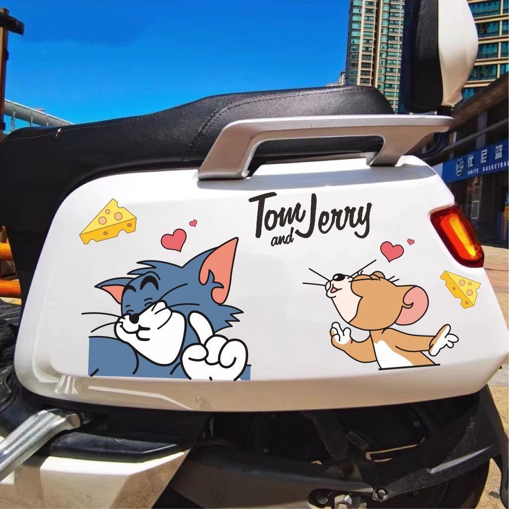 貓和老鼠可愛卡通電動車貼電瓶車小龜王摩托車雅迪九號電動車愛瑪