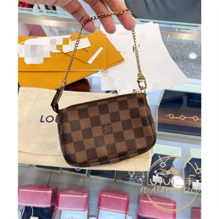 現貨二手 LV 路易威登 POCHETTE 棋盤格 MINI 迷你 麻將包 零錢包 手拿包 N58009