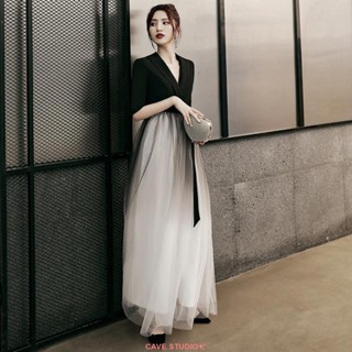 【熱賣新品】宴會晚禮服長款高階大氣主持人仙氣夢幻星空漸變裙春酒尾牙洋裝