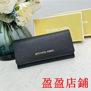 盈盈二手/Michael kors Mk女生長夾 大容量皮夾 MK錢夾 錢包 零錢包 卡夾 多卡位皮夾拉鏈錢夾02154