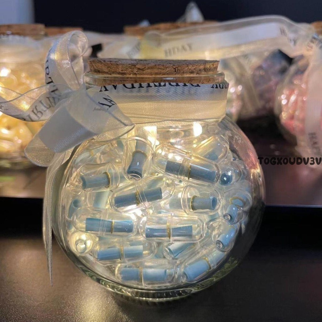 情話膠囊✨ 情書膠囊許愿紙條紙卷膠囊透明幸運星瓶男女朋友禮物生日禮物手工