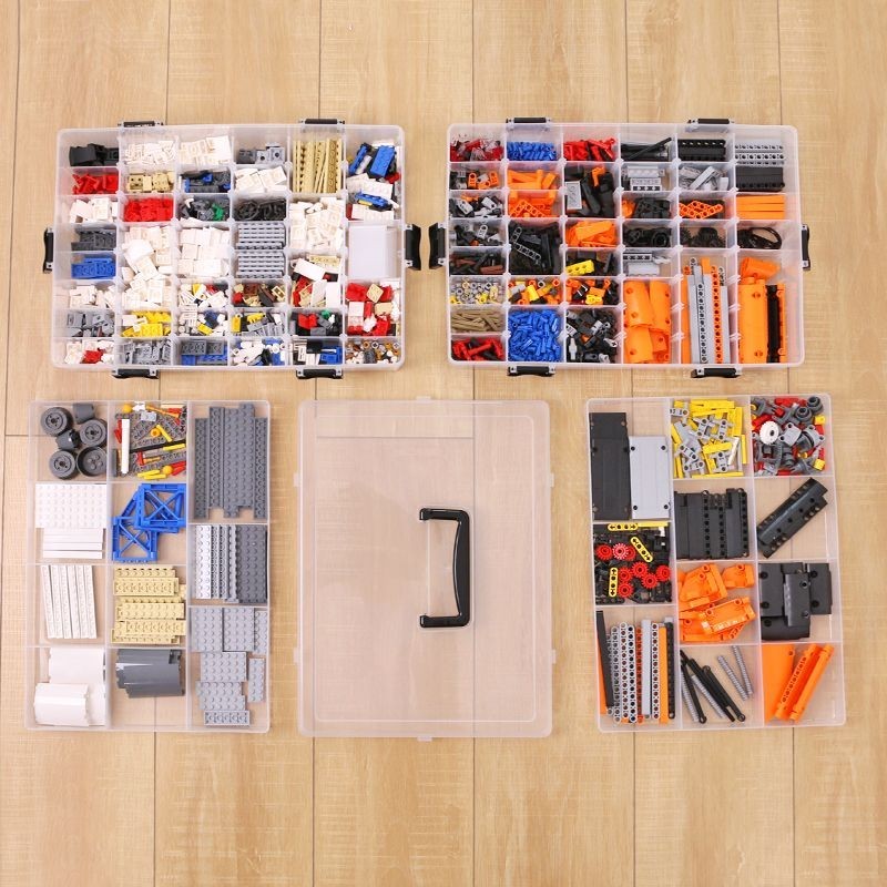 積木分格收納箱 樂高收納箱 玩具收納 分類整理 便當型收納箱 多層收納 玩具收納盒 積木收納盒 樂積木高收納盒透明多層格