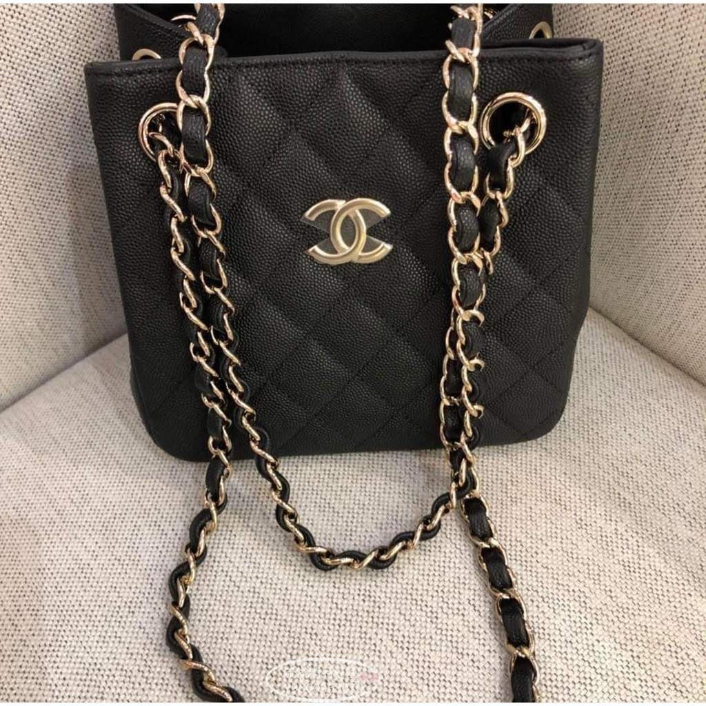 二手精品 香奈兒 CHANEL Mini托特手提包 單肩斜跨包 22P新款 黑色 AS3176