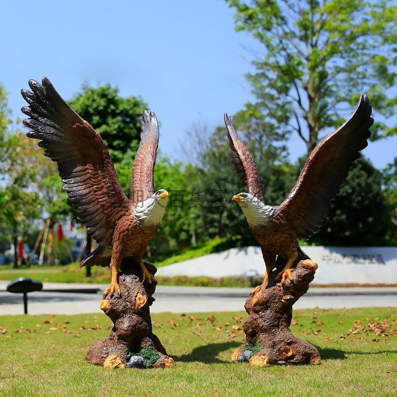可開發票仿真老鷹擺件貓頭鷹雕塑鳥類模型花園庭院玻璃鋼動物園林景觀裝飾星期天百貨優選