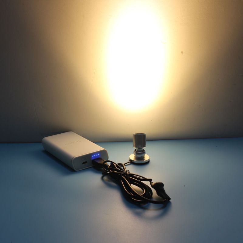 聚光燈 射燈 USB接口小射燈 5V展示柜射燈 移動電源充電寶LED燈泡迷你聚光燈光
