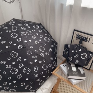 HelloKitty晴雨兩用傘🎀 ins黑色全自動雨傘女晴雨兩用黑膠防曬防紫外線太陽傘 遮陽傘 折疊傘 自動傘