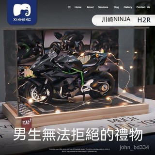 【好物優選】川崎NinjaH2r 重機模型 機車模型 KAWASAKI 模擬合金機車 按壓聲光 擺件玩具 男生 生日禮物