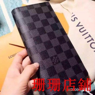 珊珊二手/Louis Vuitton LV N62665 黑棋盤格長夾 皮夾 錢包 零錢包 卡包卡夾長款皮夾錢夾