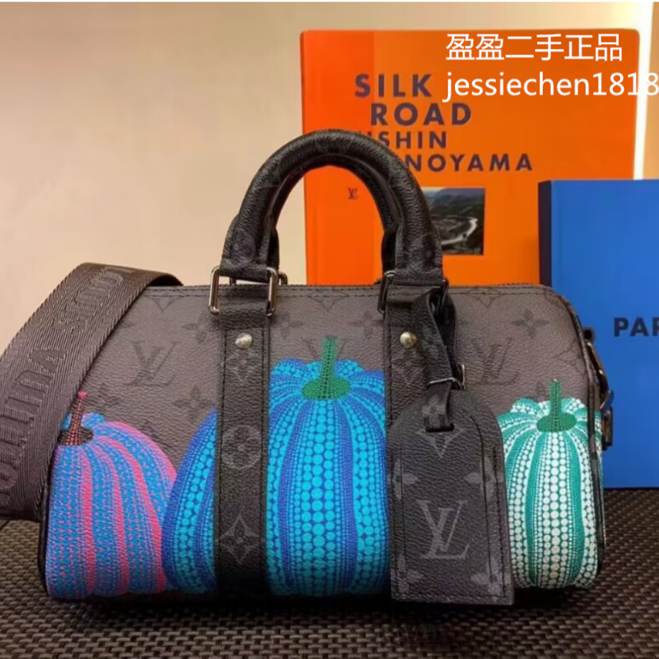 路易威登 LV草間彌生合作款雙面南瓜x YK Keepall 25 波士頓包 手提包 單肩包 斜挎包 M46437