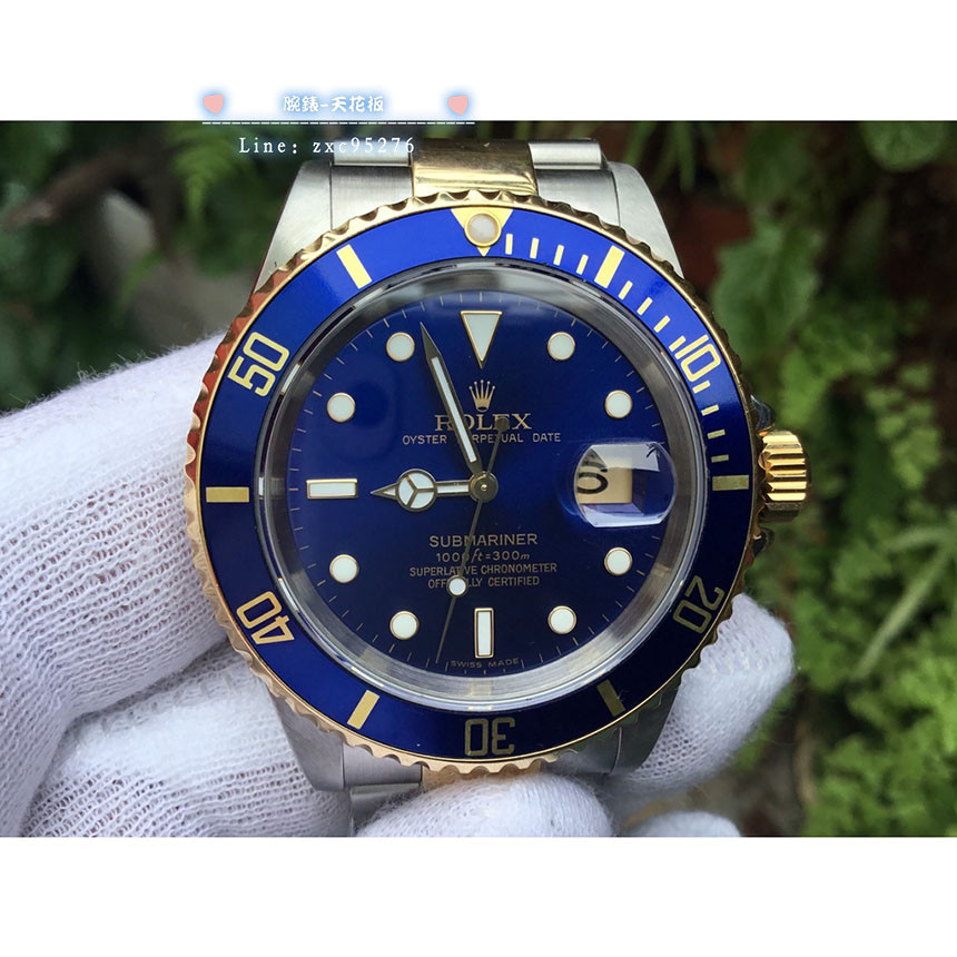 ROLEX 勞力士16613LB 半金藍水鬼徑40mm 3135 自動上鍊機芯 2006年腕錶