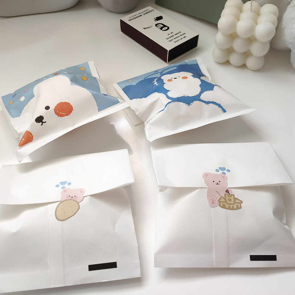 包裝袋 扎帶 創意可愛小熊紙袋ins自制收納袋卡通包裝袋烘焙餅干包裝袋禮品袋