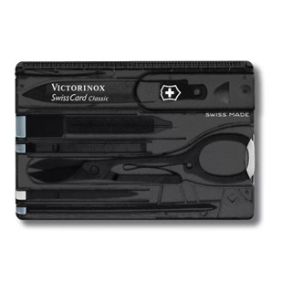 【Victorinox 瑞士維氏】瑞士刀 SWISS CARD CLASSIC瑞士卡 10用-透黑(0.7133.T3) 墊腳石購物網