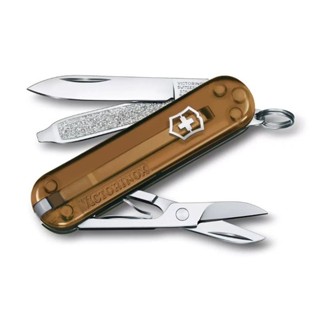 【Victorinox 瑞士維氏】瑞士刀 CLASSIC SD 小型袋裝刀 7用刀 58mm-透咖(0.6223.T55G) 墊腳石購物網