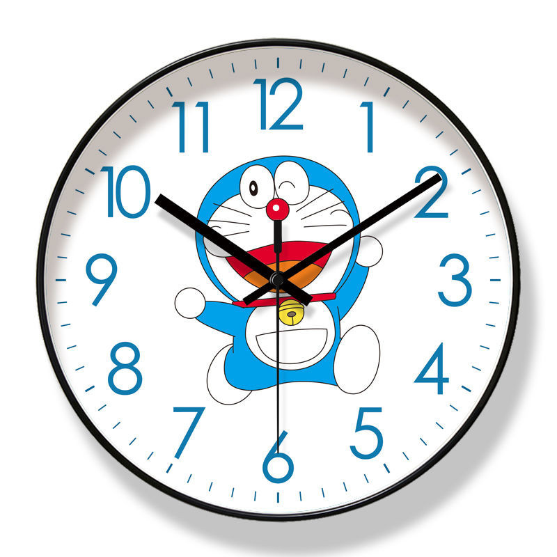 時鐘✨掛鐘卡通風創意童趣客廳掛鐘哆啦A夢早教家用時鐘掛表靜音時鐘