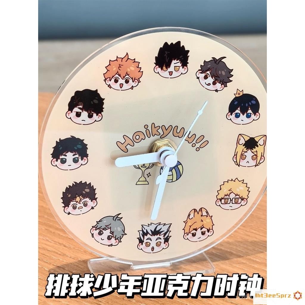 『限時下殺』日向翔陽 排球少年週邊亞剋力鍾錶二次元創意卡通小排日向翔陽桌麵擺件手錶 SQTZあ