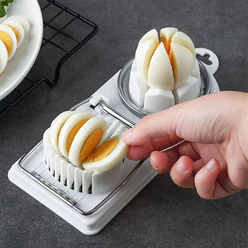 🚀桃園出貨🚀 花式開蛋器 切蛋器 切片器 切雞蛋工具 切皮蛋 多功能切割器 家用廚房小工具 不鏽鋼切蛋2合1 雞蛋切