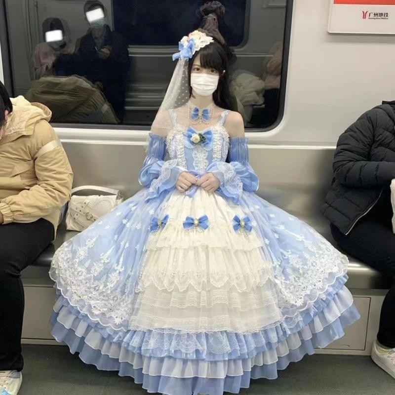 🔥新款Lolita🔥星海之域 喵嗚喵嗚lolita 華麗款花嫁茶會連衣裙Lolita服裝
