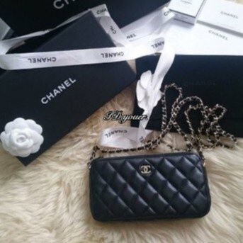 精品二手 Chanel small leather A82527 雙拉鍊 發財手機包 WOC 荔枝紋 手提斜挎包