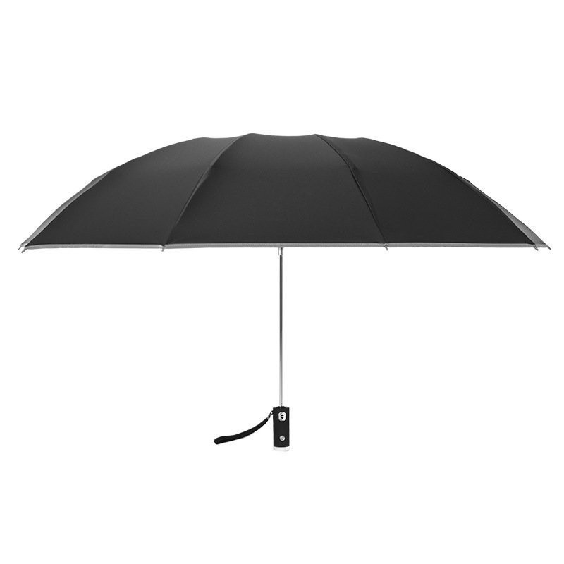 🔥蝦皮最低價🔥創意十骨全自動反嚮傘 LED燈三折手電筒雨傘反光條汽車傘廣告燈傘