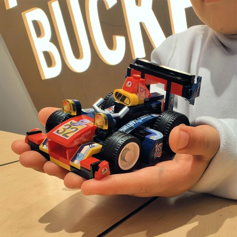 迪庫積蛋車F1賽車皮卡旅游巴士水泥車拼裝兼容樂高積木玩具禮物