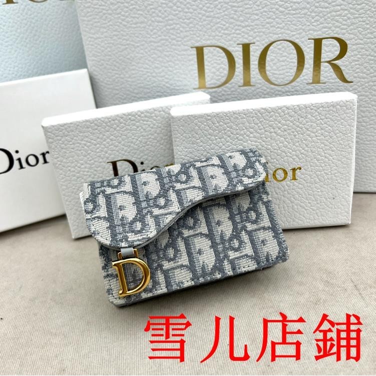 雪儿二手/迪奧Dior女士短夾零錢包 錢夾錢包 Oblique印花皮夾小卡包卡夾馬鞍小卡包65645