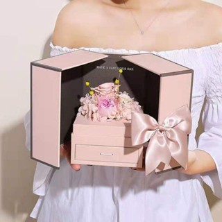 禮物盒 禮品包裝盒 520情人雙開禮盒生日禮物玫瑰永生花盒高檔抽屜式首飾盒鮮花包裝