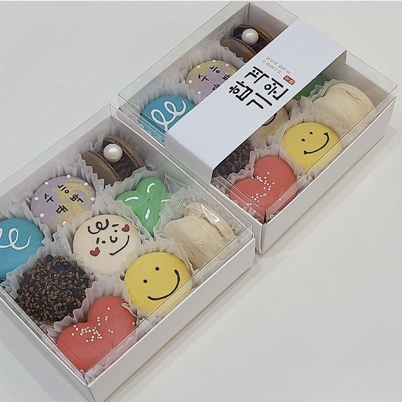 👻桃園出貨👻 馬卡龍盒 方形透明 韓式胖馬卡龍 雪花酥包裝盒 達克瓦茲蛋糕卷 壽司餅干禮盒