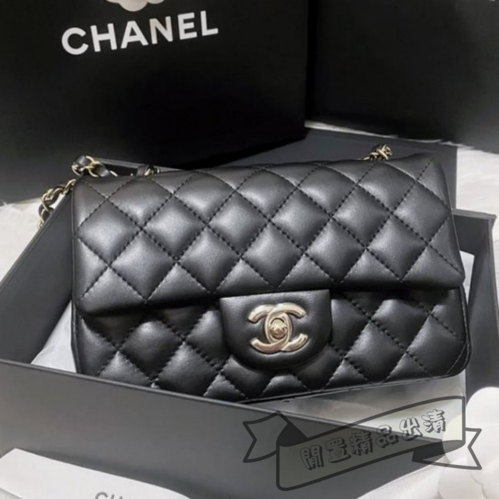 二手精品 CHANEL 香奈兒 CF mini A69900 菱格金扣 鏈條包 羊皮 口蓋包 單肩包 斜挎包 實拍