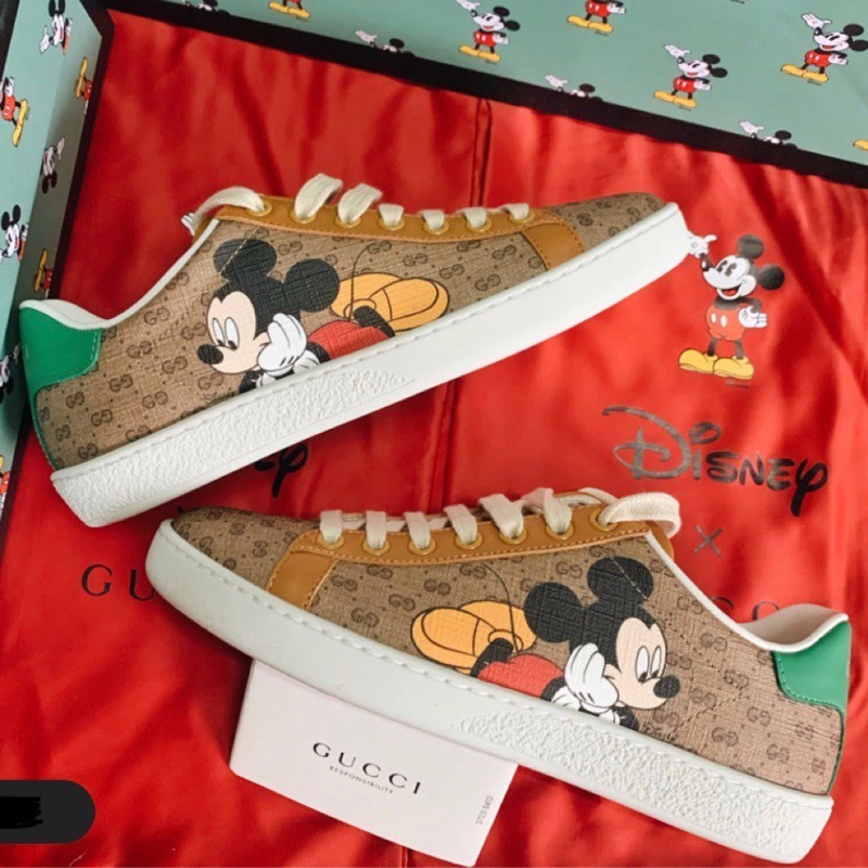 二手正品 GUCCI x Disney ACE系列 GG Mickey 米老鼠 米奇 老花款 男女 運動鞋