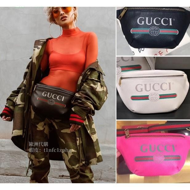 法國代購 Gucci belt bag 腰包胸包 logo 塗鴉 蔡依林 楊冪 黑色 493869 現貨