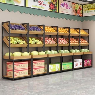 超市水果架展示架多功能架子貨架蔬菜架子鋼木架
