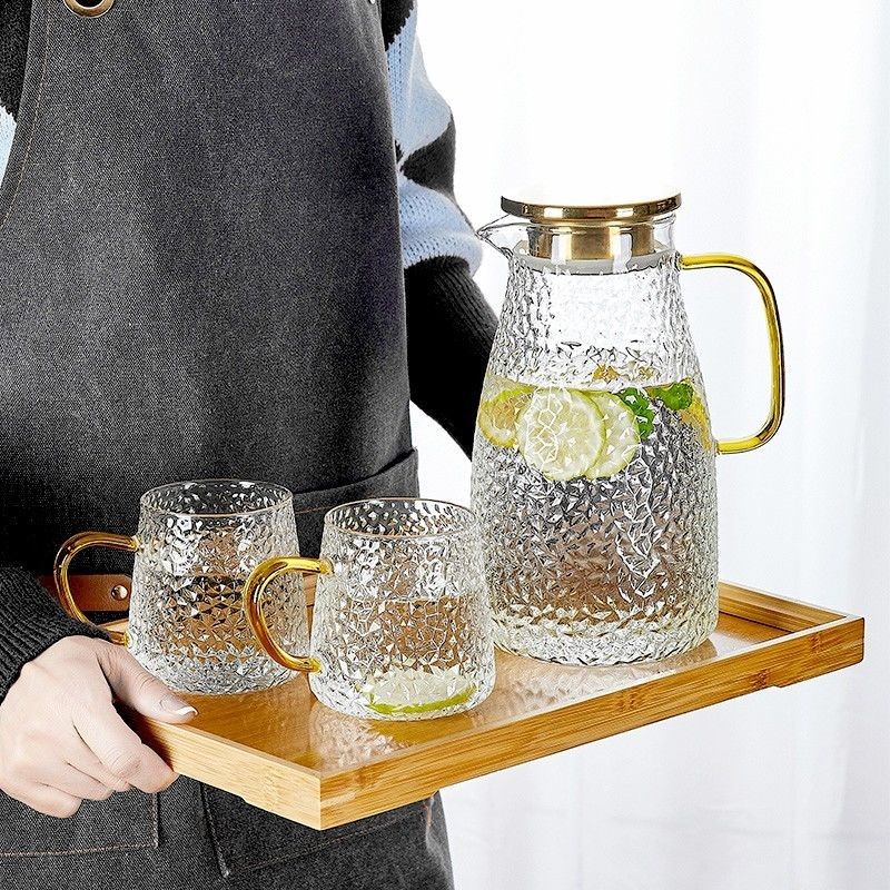 冷水壺玻璃耐高溫家用大容量涼水杯泡茶壺套裝耐熱防摔紮壺開水瓶